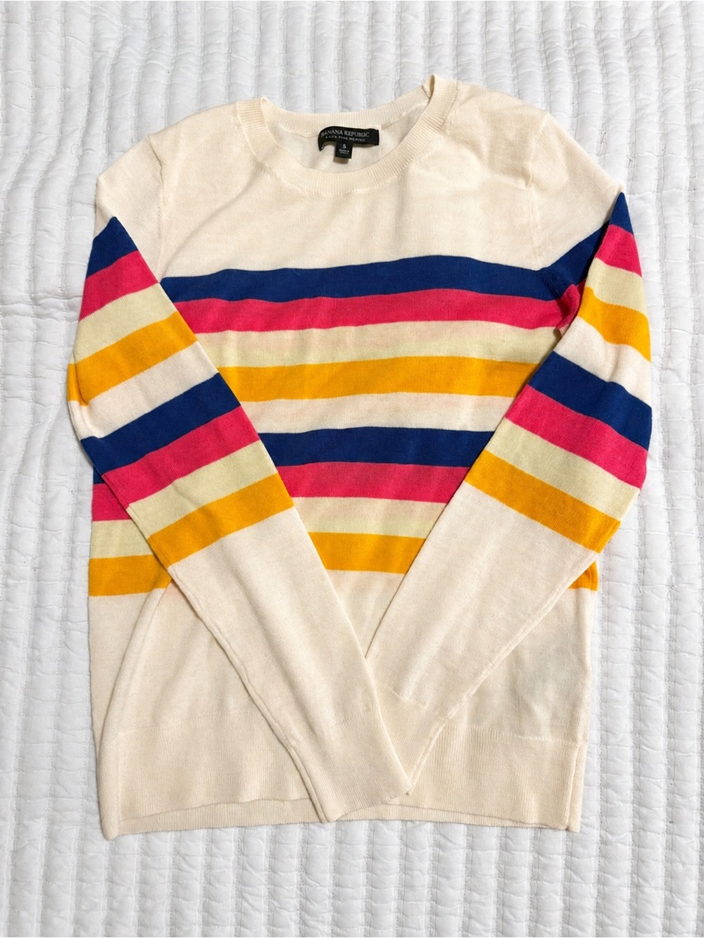 Banana Republic Extra Fine Merino Wool Rainbow Stripe Sweater Size S